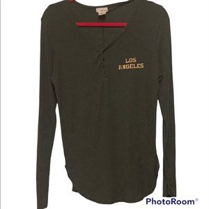 WET SEAL Women’s Army Green Ribbed Long Sleeve Top